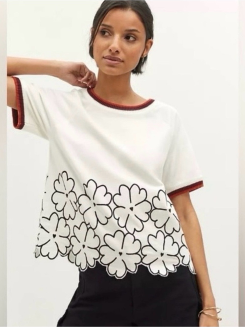 4/$50 ❤️ SALE Maeve Anthropologie Floral Cut Out Tee
